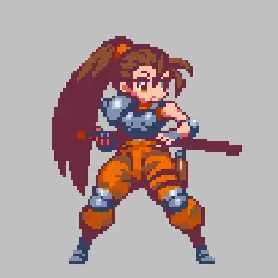 Pixel Warrior Girl - game character - Lossless PNG