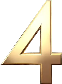 Number Four - metal - shiny - No Watermark PNG