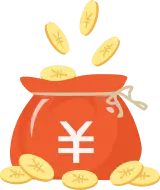 Bag of Gold Coins - yen symbol - PNG Images