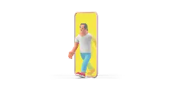 Cartoon Character in White T-shirt and Blue Pants - phone - No Watermark PNG