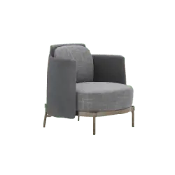 Grey Fabric Armchair - Transparent Layer PNG