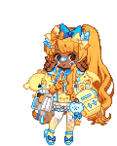 Pixel Art Cartoon Girl - blue - High Resolution PNG