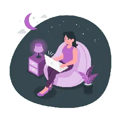 Person sitting in a bean bag chair - nighttime - PNG