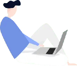 Person sitting on the ground using a laptop - technology - Transparent Background PNG