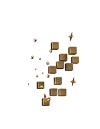Gold Cubes and Stars - shining - High Resolution PNG