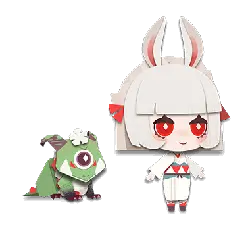 White Rabbit Girl and Green Dragon - role-playing - Transparent Background PNG