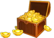Treasure Chest with Gold Coins - gold coins - wooden - PNG