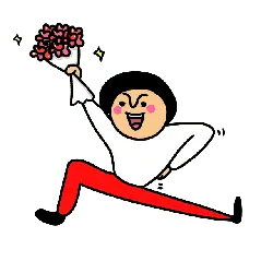 Cartoon Character with Bouquet - gift - Transparent Layer PNG