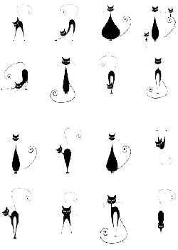Black Cat Pattern - line art - Free PNG