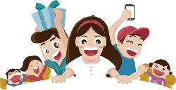 Cartoon Family - phone - Free PNG