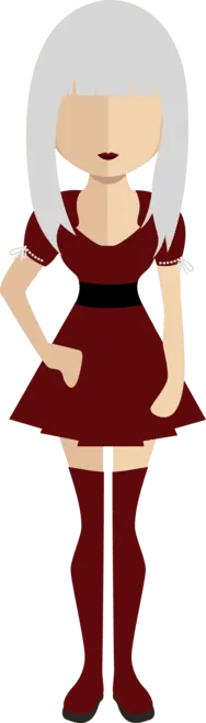 Silver-haired Red Dress Girl - red - High Resolution PNG
