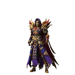 Purple-haired Warrior - long hair - purple - Lossless PNG