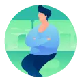 Blue Cartoon Character - simple - blue - PNG