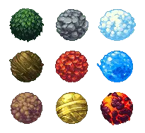 Nine different material spheres - gray - Transparent Background PNG