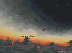 Pixel Art Sunset Sky - pixel art - High Resolution PNG
