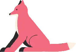 Pink Fox - sitting - No Background PNG