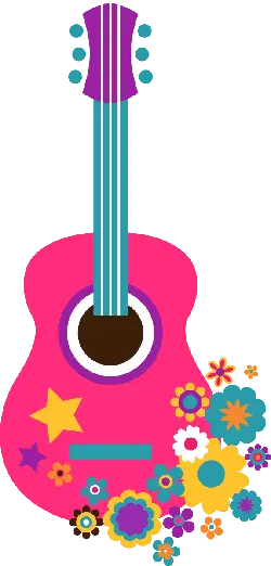 Colorful Guitar - stars - PNG
