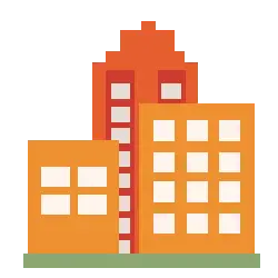 Pixel Building - orange - No Background PNG