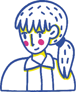 Blue Cartoon Girl - line art - Lossless PNG