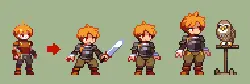 Pixel Style Warrior - rpg - Transparent Layer PNG