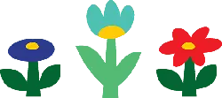 Three Flowers - blue - Transparent Background PNG
