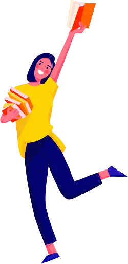 Girl Holding Books - jumping - Lossless PNG