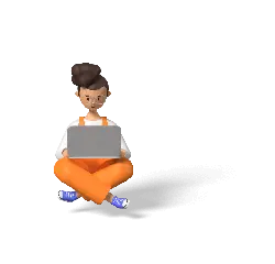 Girl in Orange Overalls - computer - Transparent Layer PNG
