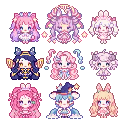 Pixel Girls - pixel art - High Resolution PNG