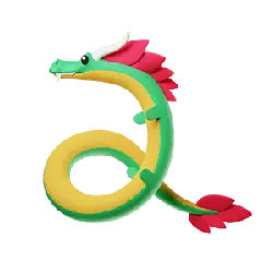 Dragon shaped number 6 - red - No Background PNG