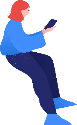 Red-haired Girl in Blue Clothing - minimalism - Free Download PNG