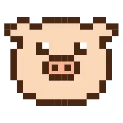 Pixel Pig Head - pixel art - PNG