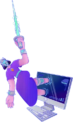 Purple Robot Warrior - fighting - Free Download PNG