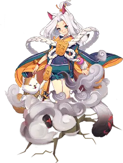 White Fox Girl - fox - clouds - Free PNG