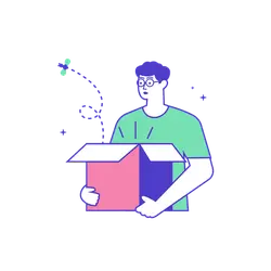 Man with Glasses Holding a Box - man - Free Download PNG