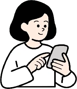 Cartoon Character Looking at Phone - interaction - PNG Images