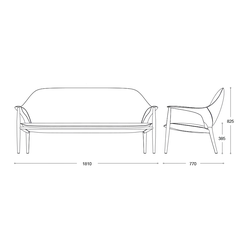Sofa and Chair - line drawing - Transparent Background PNG
