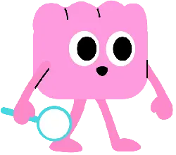 Pink Cartoon Character - magnifying glass - PNG
