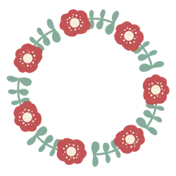 Flower Wreath - red - circular - PNG