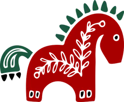 Red Horse Ornament - pattern - No Background PNG