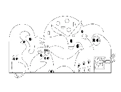 Abstract Animal Group - line art - High Resolution PNG