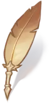 Golden Feather Quill - decorative item - No Background PNG