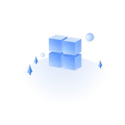 Blue Cubes and Geometric Shapes - simple - PNG