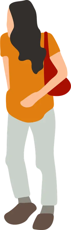 Girl in orange top and gray pants - illustration - Free Download PNG