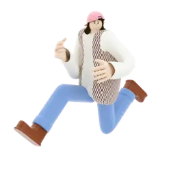 Cartoon Character with Hat - running - PNG
