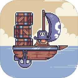 Pixel Pirate Ship - game - Transparent Background PNG