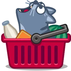 Cat in Shopping Basket - food - Free Download PNG