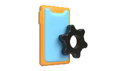 Orange Phone and Gear - phone - High Resolution PNG