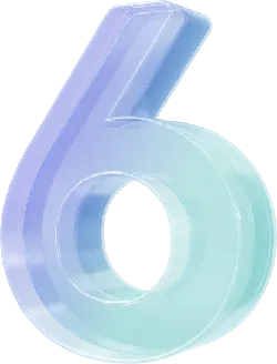 Number 6 - gradient - 3d - Free PNG