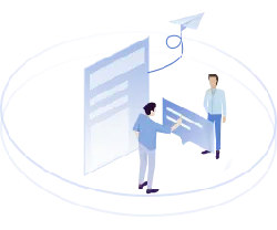 Two Characters and Computer Screen - interaction - High Resolution PNG