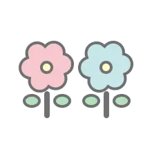Two Flowers - blue - Transparent Background PNG